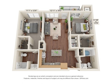 2 Bedroom - D Floor Plan at Legacy Commons at Signal Hills 55+ Apartments, West St. Paul
